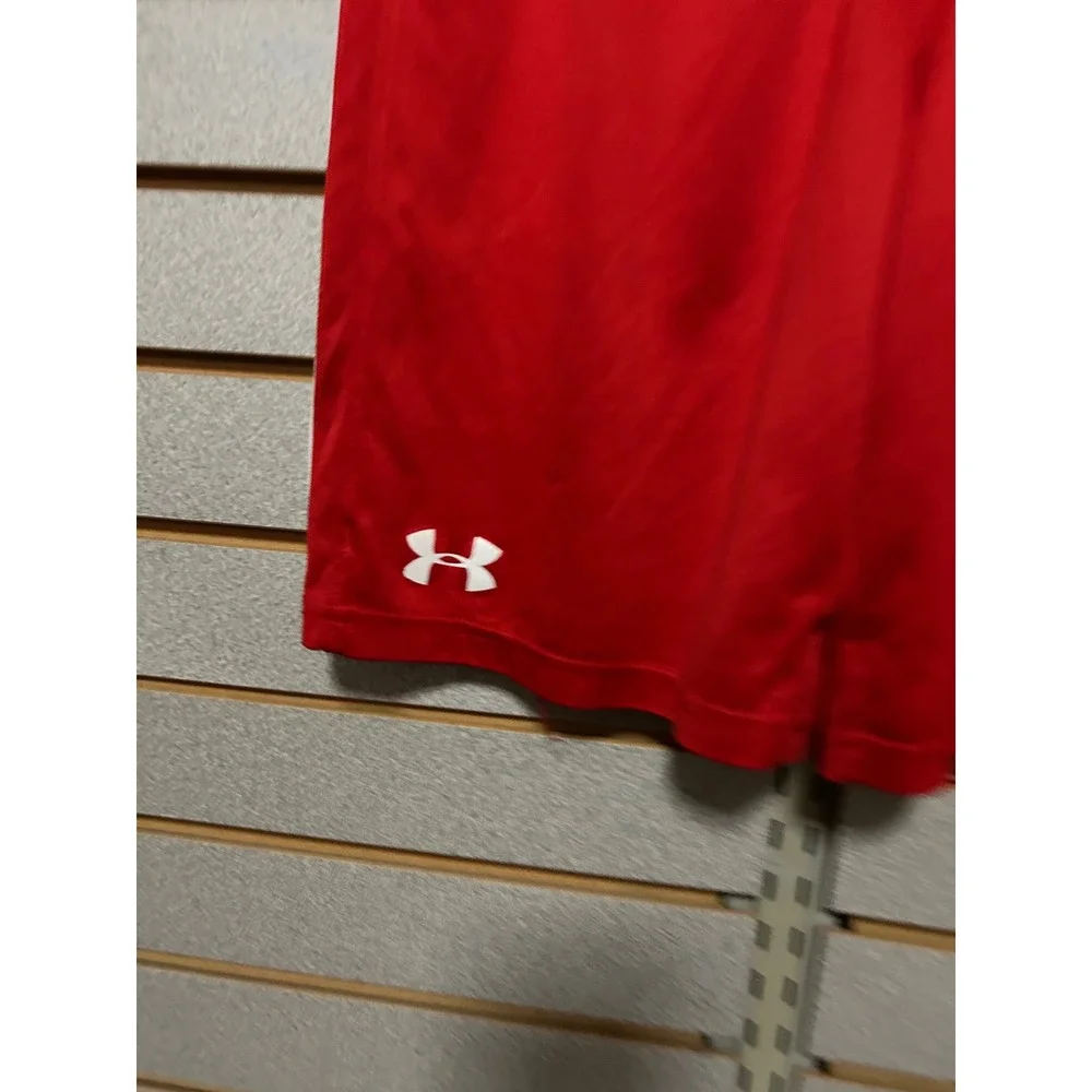Under Armour Mens Reversible Basketball Shorts Red White Bull Logo Athletic L